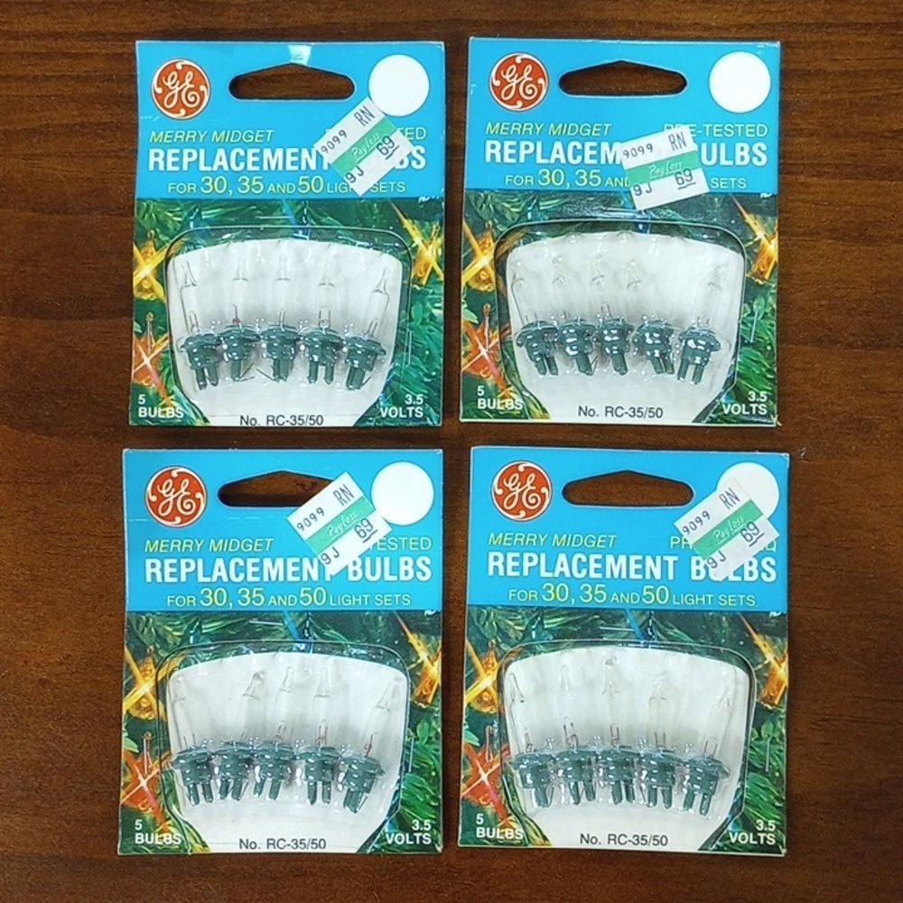 New! Vintage Merry Midget GE Replacement Light Bulbs, Lot of 4